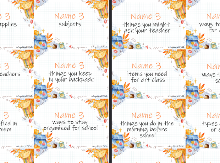 Back to school gra Name 3