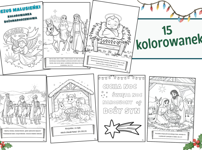 Jezus Malusieńki – wyjątkowe bożonarodzeniowe kolorowanki dla dzieci i nauczycieli z cytatami z Pisma Świętego i kolęd