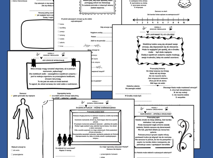 🧠 AUTYZM W SZKOLE – GOTOWY PAKIET KART PRACY  Zrozumienie • Emocje • Sensoryka • Relacje