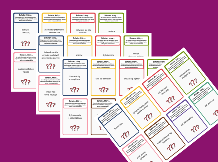 BOHATER, KTÓRY..... - 64 fiszki - powtórka - egzamin - kl.4-8