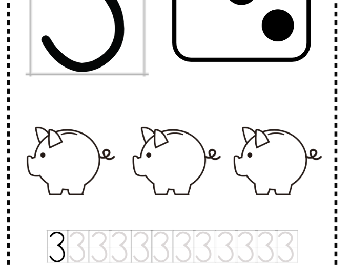 Cyfry 0-9 - karty pracy czarno-białe