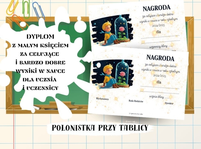 Dyplomy za celujące i bardzo dobre wyniki w nauce oraz wzorowe lub bardzo dobre zachowanie