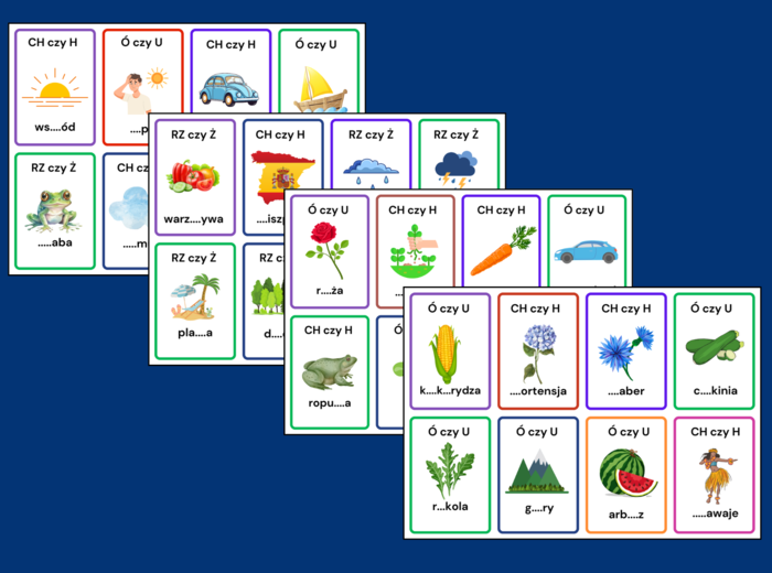 KARTY ORTOGRAFICZNE – ortografia – LATO - wakacje – 56 szt.