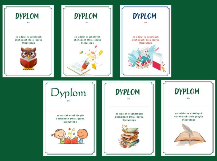 DZIEŃ JĘZYKA OJCZYSTEGO – dyplomy – 18 wersji – biblioteka – język polski - dyplom