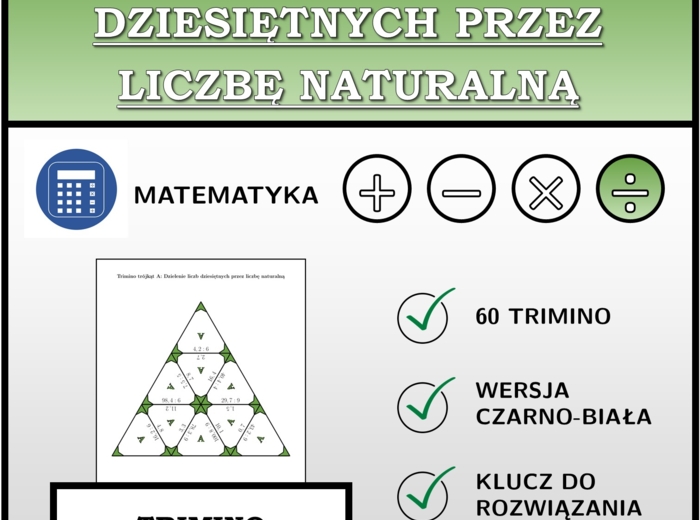 Trimino - Dzielenie liczb dziesiętnych przez liczbę naturalną | matematyka