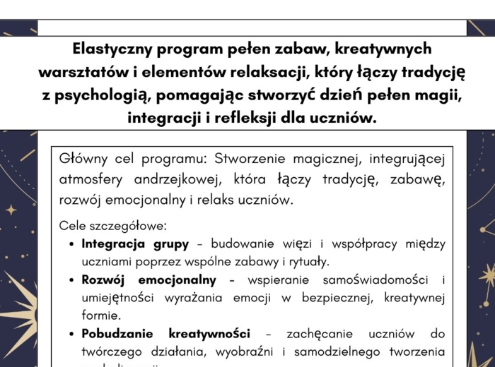 “Magiczne andrzejki w klasie - dzień zabawy, refleksji i relaksu”