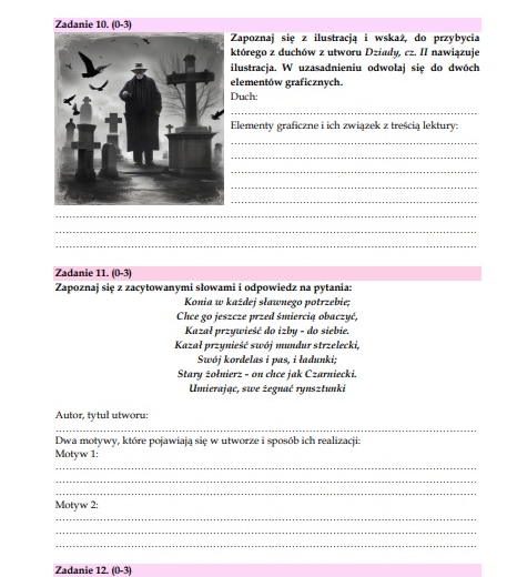 Sprawdzian przekrojowy z lektur