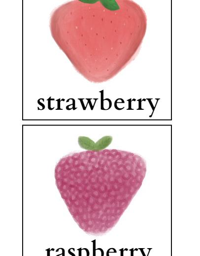 Berries - jagody, karty z podpisami