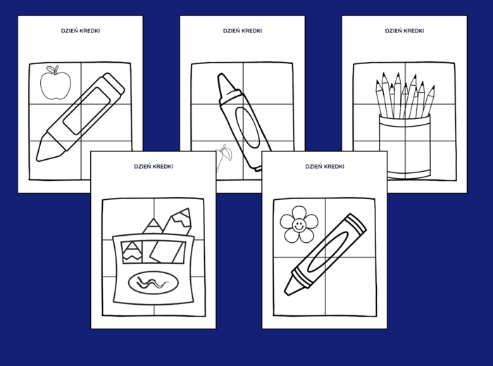 DZIEŃ KREDKI – biblioteka – świetlica – przedszkole - UKŁADANKA - układanki - puzzle - kolorowanka - 10 szt.