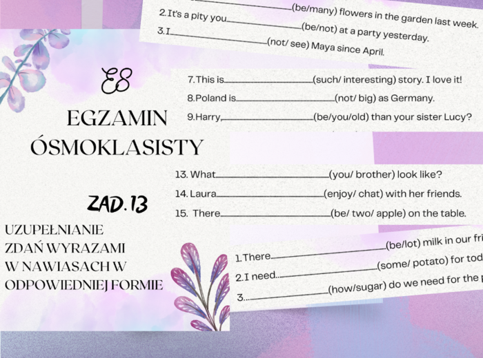 E8 egzamin ósmoklasisty ZADANIE 13 UZUPEŁNIANIE LUK