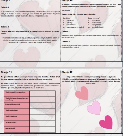 Walentynkowe stacje zadaniowe - lektury do E8