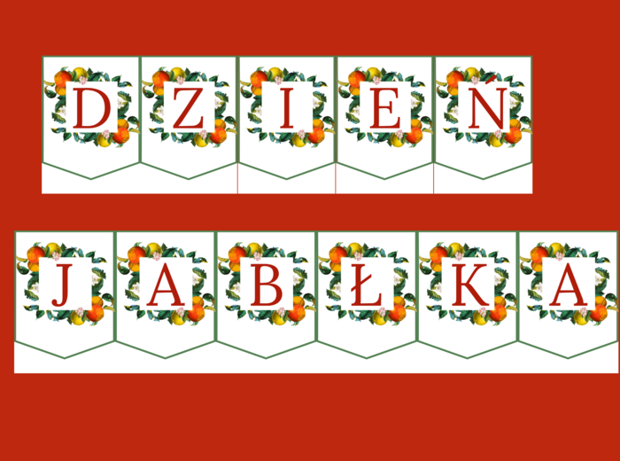 DZIEŃ JABŁKA – girlanda – napis – gazetka – szkoła – wersja 4