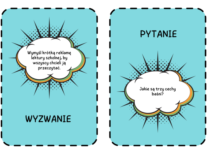Zestaw gier karcianych na cały rok szkolny - Lekturowe 5 sekund, Ja mam, kto ma, pytanie czy wzywanie, gry z cytatami