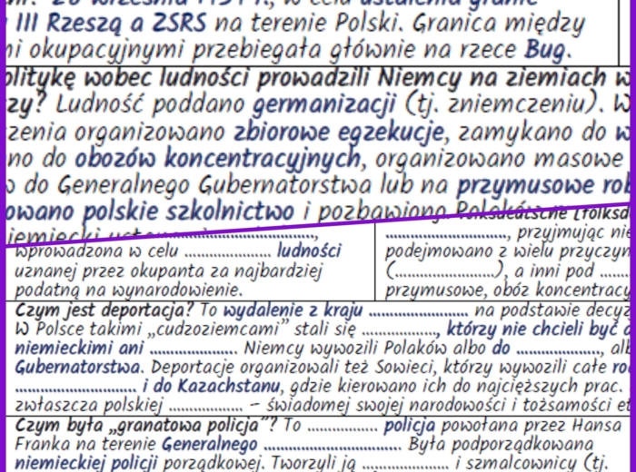 Okupacja niemiecka i sowiecka w Polsce – notatki i karta pracy