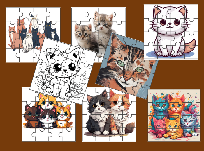 DZIEŃ KOTA – PUZZLE – 17 obrazków - ćwiczenia redakcyjne