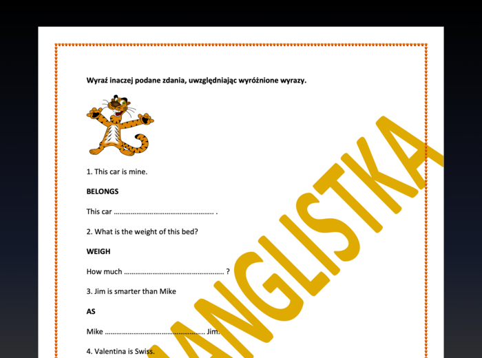 Parafrazy zdań ze słowem kluczem - egzamin ósmoklasisty - 20 nowych zdań z rozwiązaniami