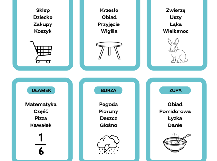 Gra taboo- zestaw "ó", "u" (18 kart)