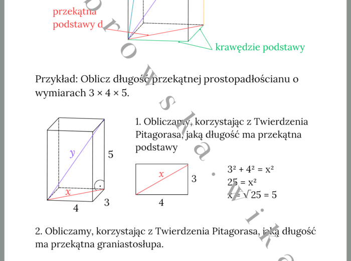 Odcinki w graniastosłupach - notatka