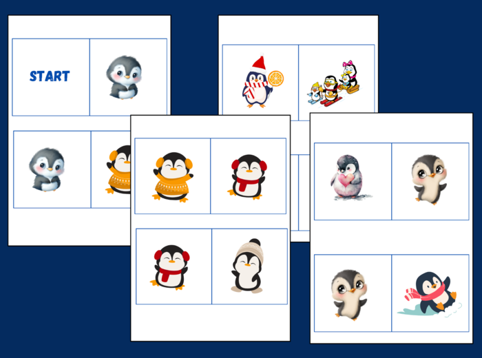 DZIEŃ PINGWINA – Dzień Wiedzy o Pingwinach – zima – DOMINO PODŁOGOWE – 26 szt. – biblioteka – świetlica – przedszkole