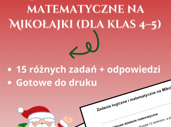 Mikołajkowe Łamigłówki – 15 zadań pełnych logicznej zabawy! 🎅🎄📚 szkoła podstawowa, klasy 6-8, święta, karta pracy
