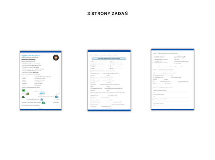 English Class A1+ Unit 4 Klasa 5 Słownictwo i komunikacja Ćwiczenia Dodatkowe materiały zadania Karty Pracy Przyroda i Krajobraz Przymiotniki