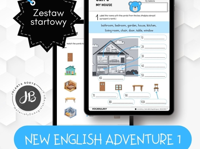 New English Adventure 1 - Unit 6 My House - 2 karty pracy