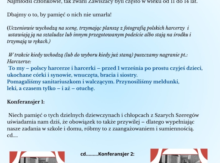 Scenariusz i dodatki do inscenizacji historycznej pt.: Nie tylko pierwszy września. W bonusie scenariusz rozpoczęcia roku szkolnego.