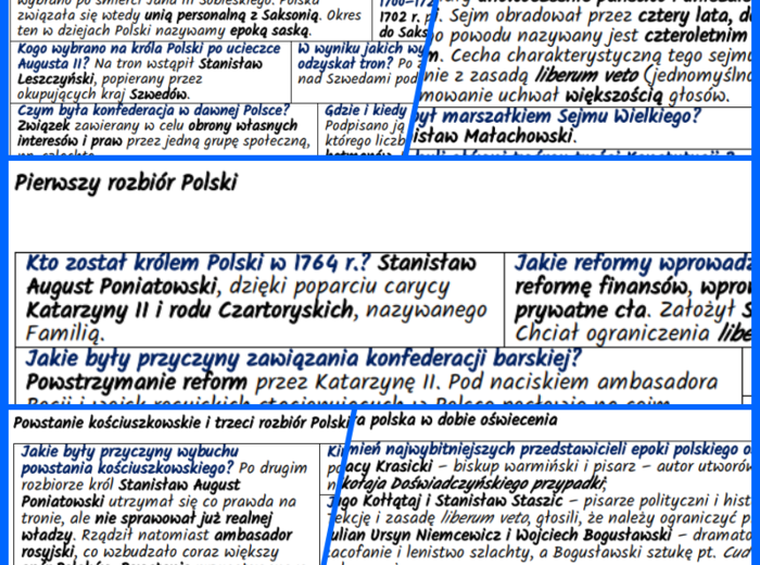 Polska w XVIII w.: Wettinowie, rozbiory, oświecenie. NOTATKI