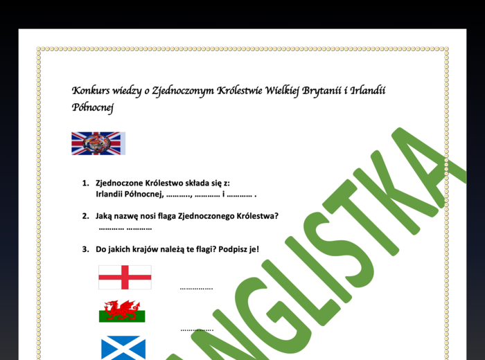 Konkurs Wiedzy o Wielkiej Brytanii- całkiem proste pytania z kluczem