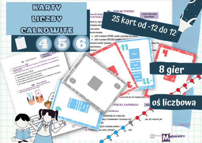 Karty liczby całkowite + 8 gier z liczbami całkowitymi