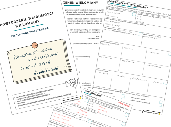 Powtórzenie: wielomiany (szkoła ponadpodstawowa)