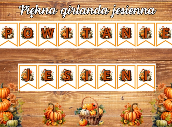 PRZEPIĘKNA JESIENNA GIRLANDA Z ILUSTRACJAMI