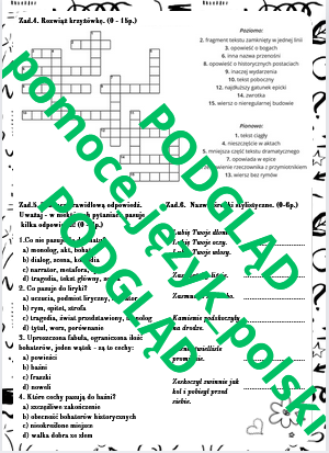 Rodzaje i gatunki literackie - sprawdzian