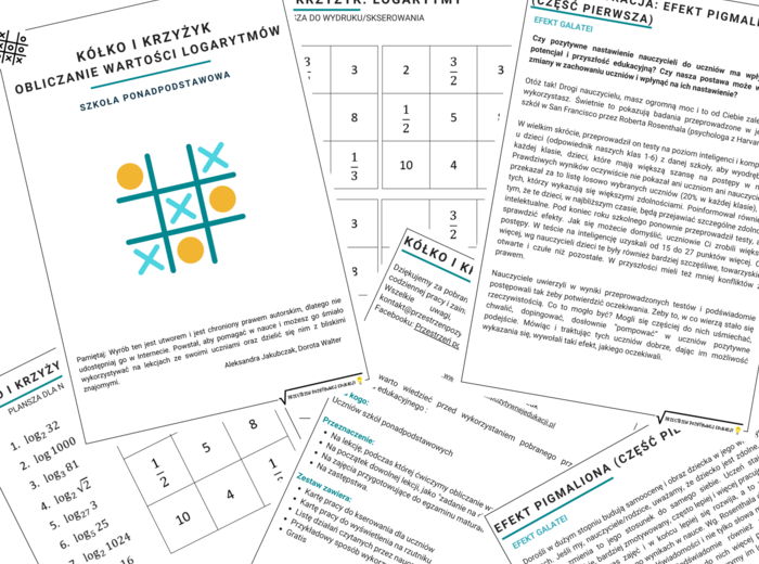 Logarytmy - Obliczanie wartości logarytmów - kółko i krzyżyk