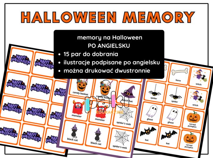 Memory, gra na Halloween po angielsku