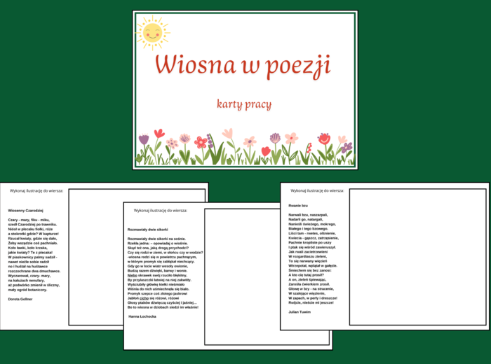 WIOSNA – WIERSZE – karty pracy – karta pracy – biblioteka – świetlica