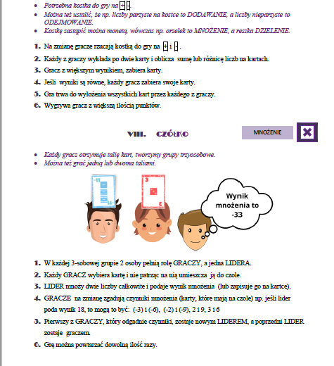Karty liczby całkowite + 8 gier z liczbami całkowitymi