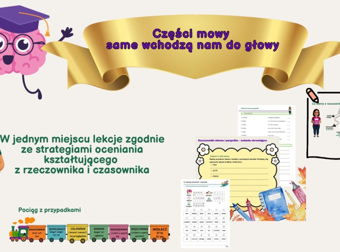 Części mowy- scenariusze, karty pracy , zadania ( rzeczownik, czasownik, przymiotnik, liczebnik, przysłówek)