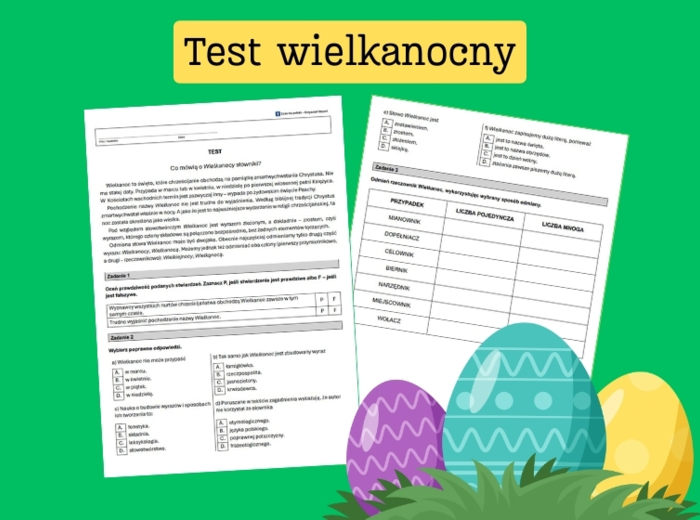 Test wielkanocny dla klas 7-8