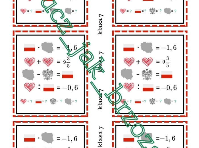 Zagadki obrazkowe, łamigłówki, 11 listopada, święto niepodległości, działania na liczbach