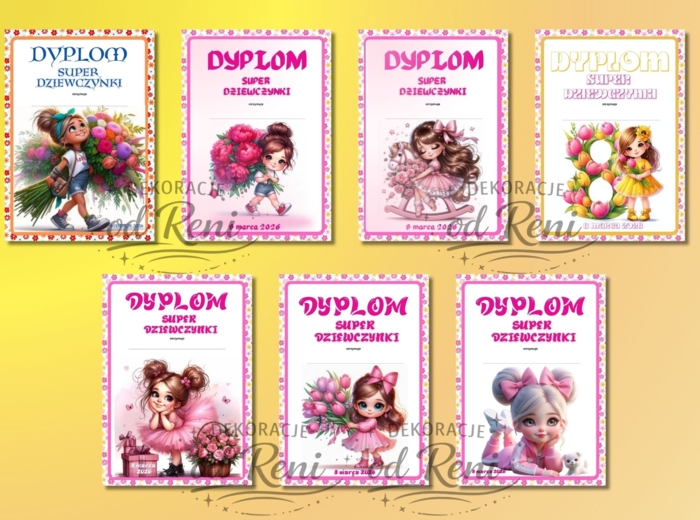 Dzień Kobiet 2026 - CERTYFIKATY „SUPER DZIEWCZYNY” I DYPLOMY „SUPER DZIEWCZYNKI”- 22 WYJĄTKOWE WZORY