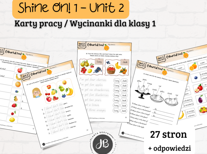 Materiały do Shine On! 1 Unit 2 – Colourful Food - karty pracy - wklejki/wycinanki