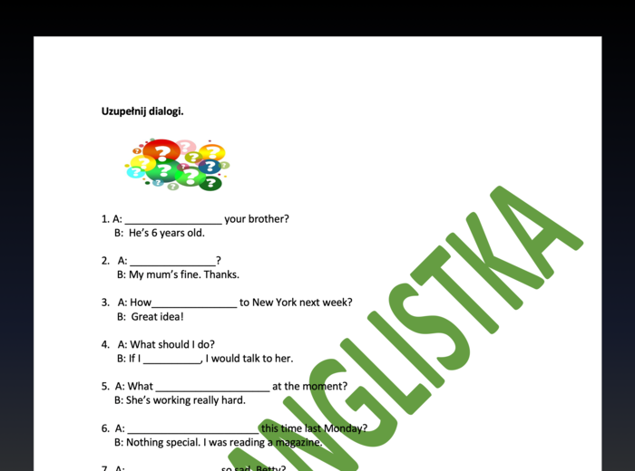 Krótki trening tworzenia pytań - egzamin ósmoklasisty - j. angielski