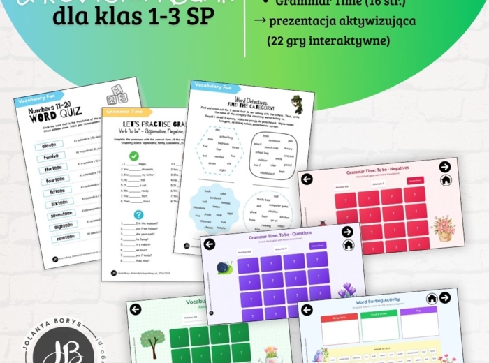 English Games & Revision Bank - baza materiałów do powtórek dla klas 1-3