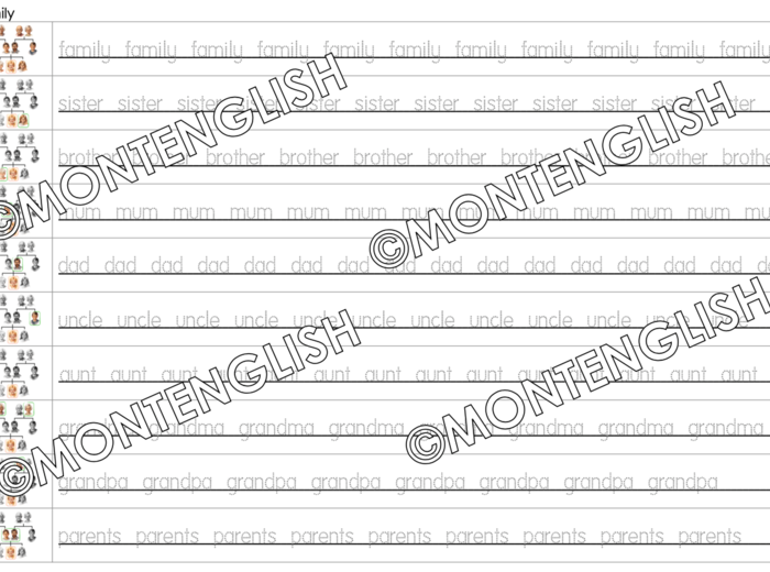 Nauka pisania po śladzie: Family TRACING