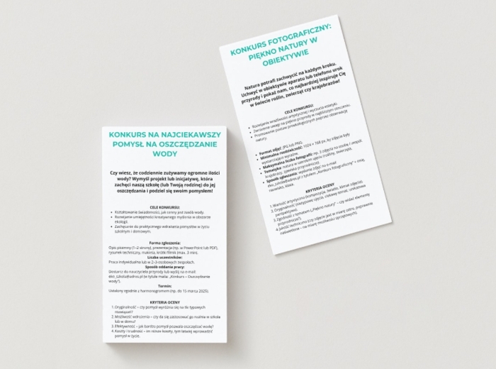 Konkursy. Plakat promujący segregację śmieci. Oszczędzanie wody. Konkurs fotograficzny