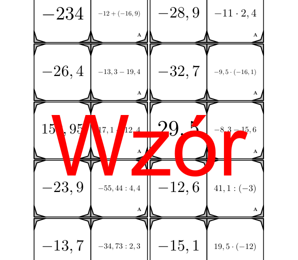 Domino - Arytmetyka dodatnich i ujemnych liczb dziesiętnych | matematyka