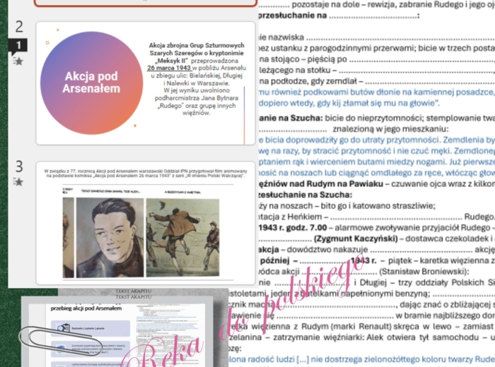 Karta pracy [wklejka] oraz prezentacja. Kamienie na szaniec: Akcja pod Arsenałem.