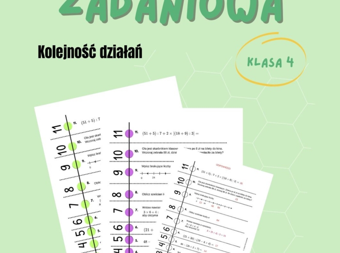Kolejność działań, sztafeta zadaniowa, klasa 4