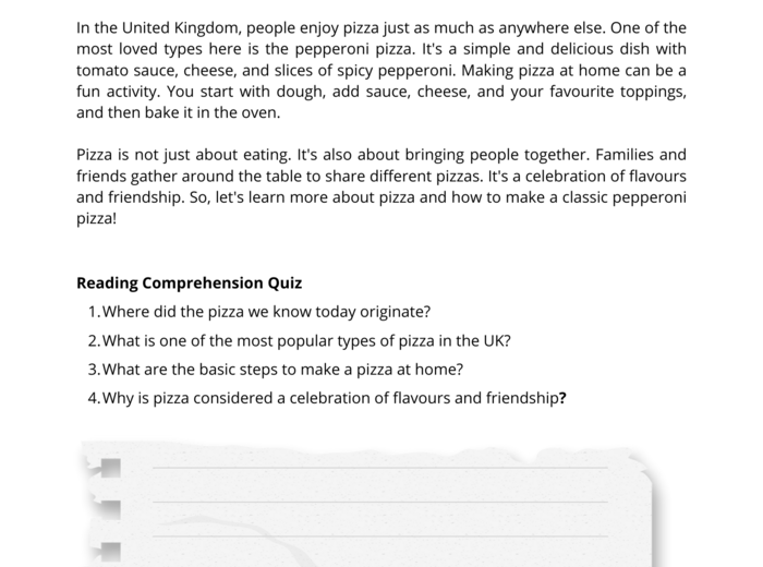 International Pizza Day A2 Karty Pracy Gotowa Lekcja